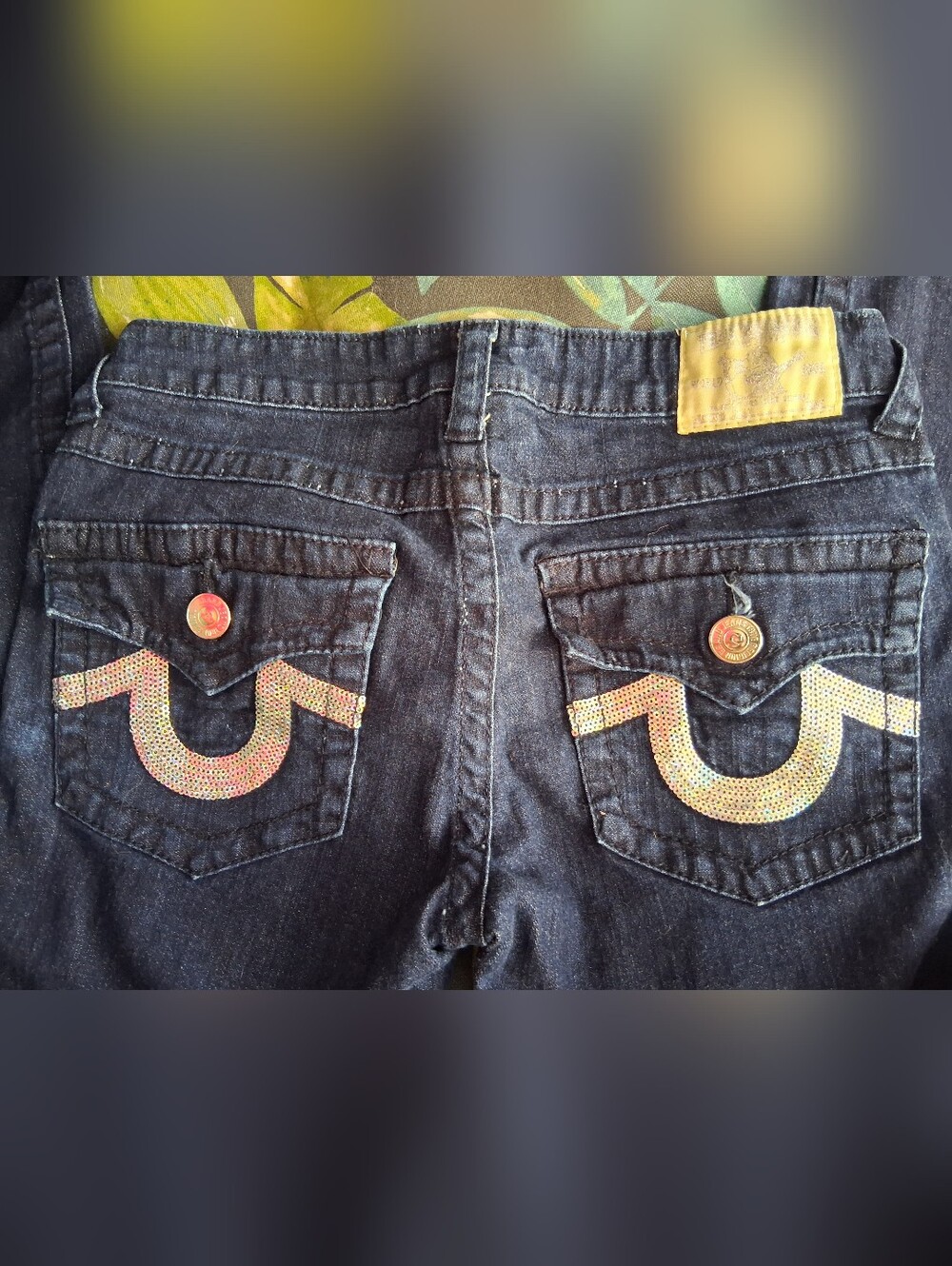 True Religon Jeans With Iridescent sequins pockets